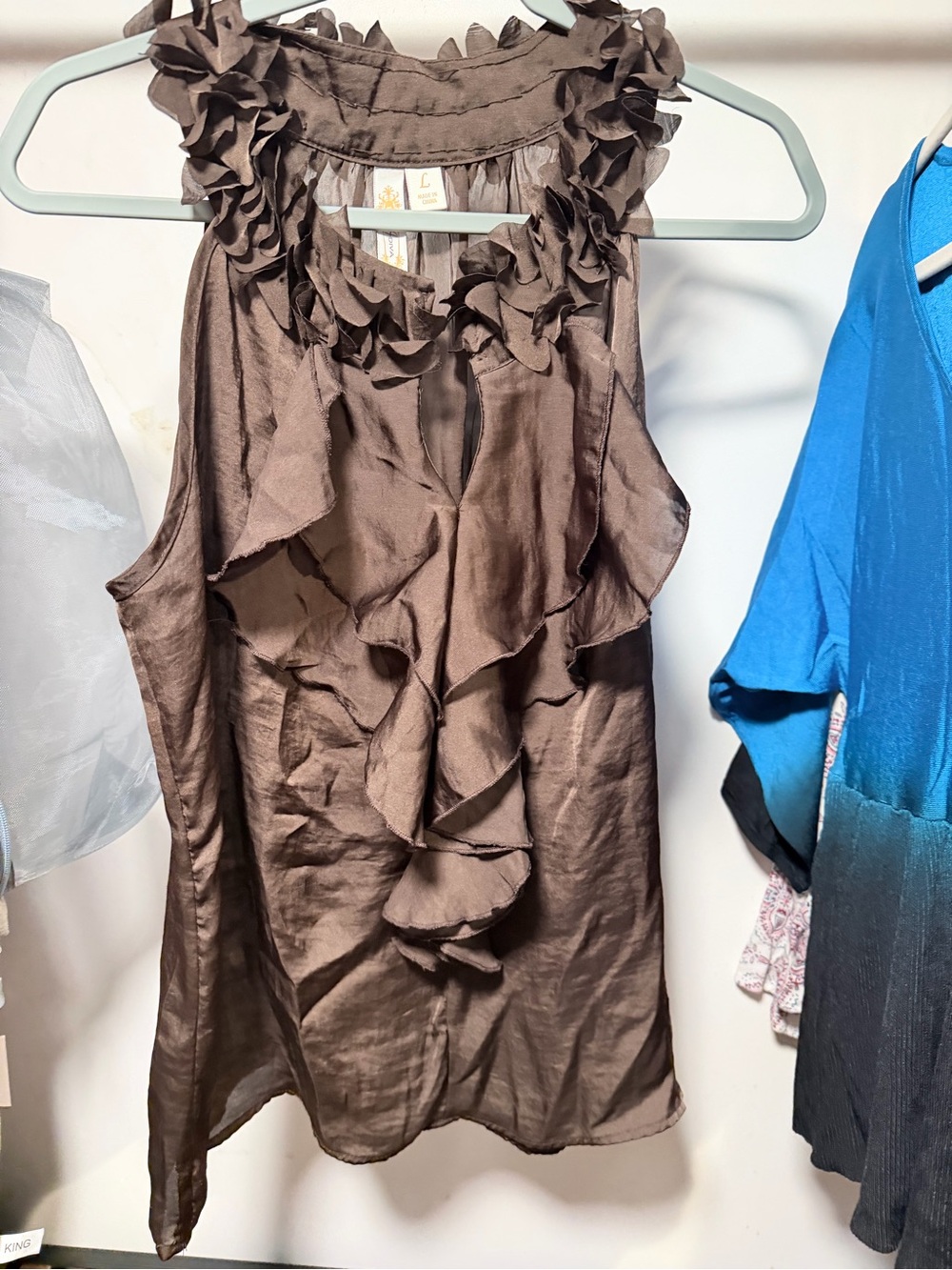 Diva Brown Ruffled Halter-Style Camisole